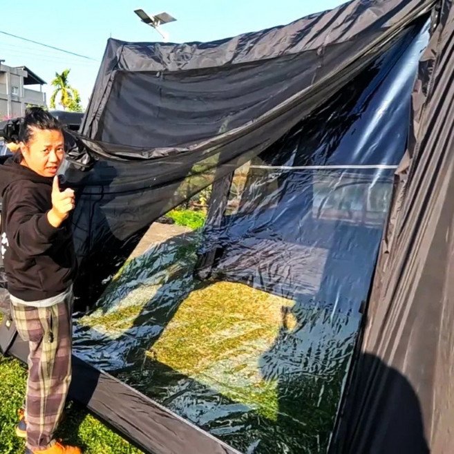 GOOUT 春山 戶外充氣帳篷 (黑色) 190T滌綸 255x210x165/120cm 約1.7kg, 拓展前廳TPU門, 拓展前廳TPU門