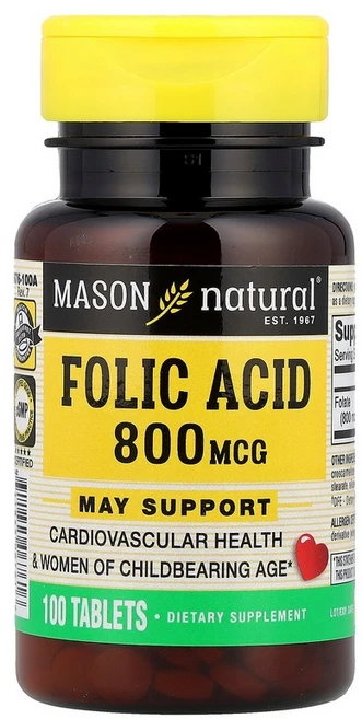Mason Natural 엽산 800mcg 100정, 3개 - 쿠팡