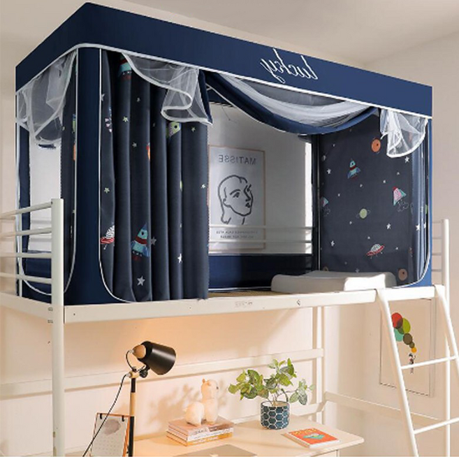 2층 싱글침대 커튼 사계절 난방텐트 사각모기장 암막텐트