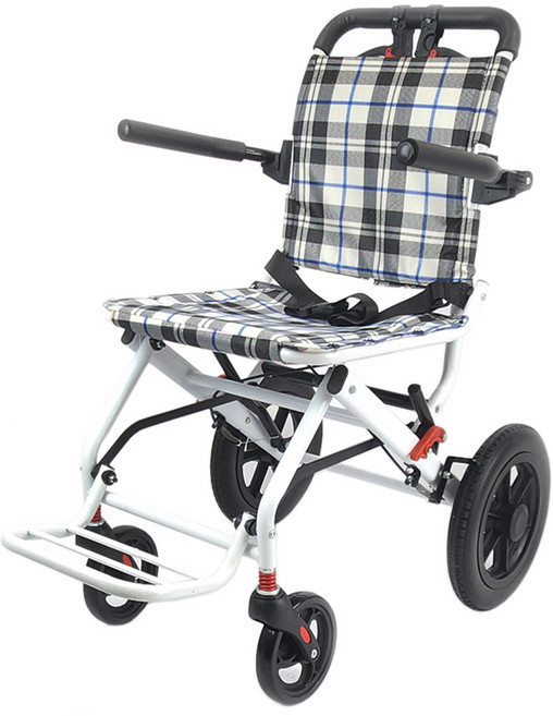 휠체어 휴대형 가벼운 여행 및 가정용 접이식 튼튼한 소형 휠체어 밝은 색상, 1개, P1