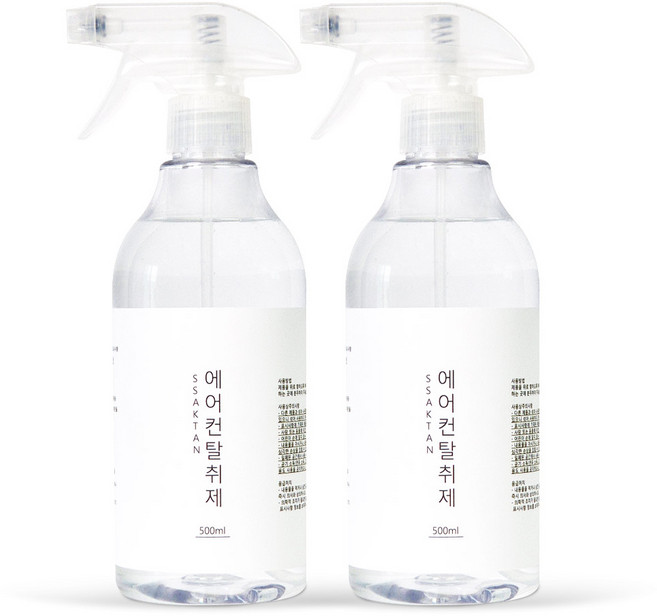 [국산 강력한] 무향 차량 실내 에어컨 탈취제 곰팡이 냄새제거 자동차 차에어컨 살균 차량용 새차냄새 담배냄새 제거제, 2개, 500ml