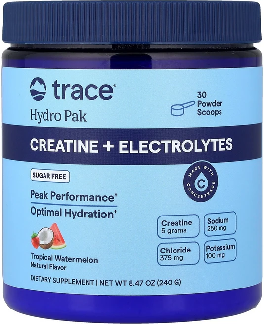 Trace Hydro Pak Creatine + Electrolytes Tropical Watermelon 8.47 oz (240 g), Trace, Hydro Pak, Creatine + E - 쿠팡