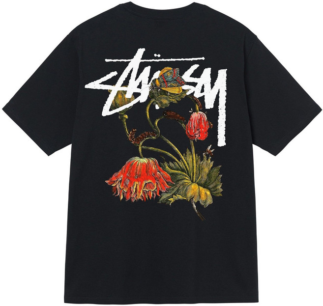 스투시 위더드 플라워 티셔츠 화이트 1904862, 블랙(Black)
