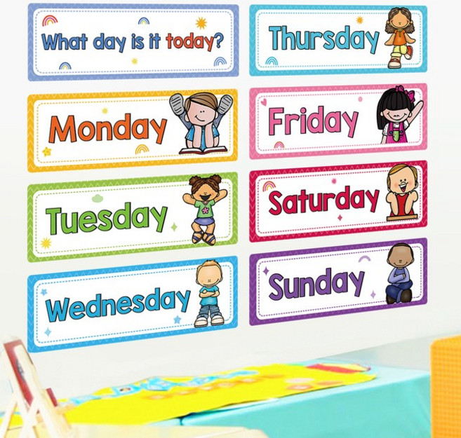 Day of The Week 플래시 카드를 배우는 아이들 영어 카드 어린이 장난감, 1개