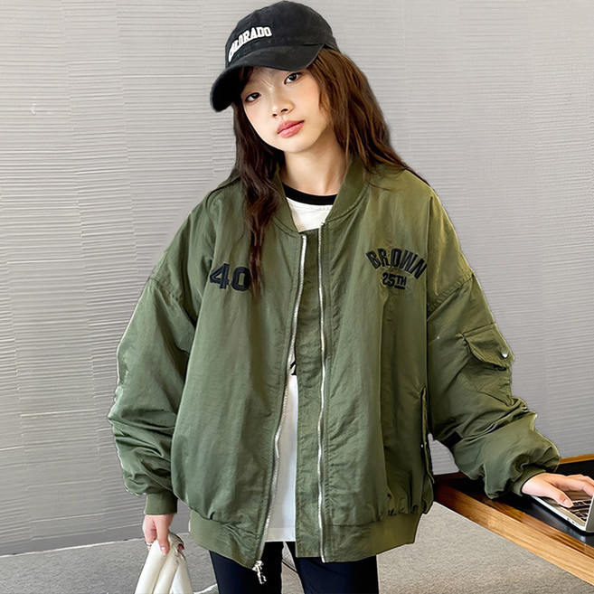 베비포 루즈핏 퀼팅안감 와펜자수 항공점퍼 -RK4