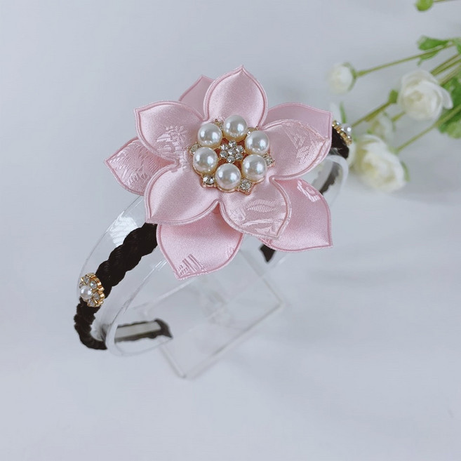 장미공주 고은 진주 전통 배씨 땋은가채 한복머리띠