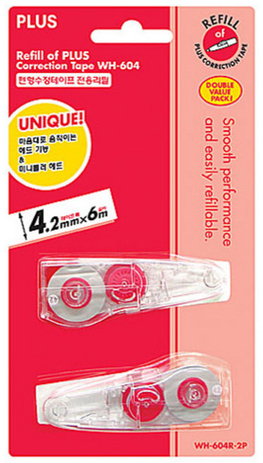 PLUS 수정테이프 리필 WH-604R 2P 화이트, 1개