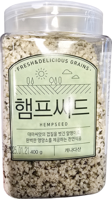 햄프씨드 HEMPSEED 캐나다산 영양소 풍부한 천연식품 DELICIOUS GRAINS, 1개, 400g