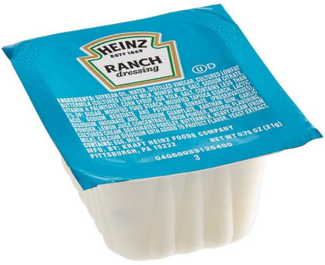 미국 하인즈 Heinz Ranch Dressing Portion Cups 랜치 드레싱 포션컵 일회용 21g x 100개입 업소용 대용량, 2.1kg, 1개