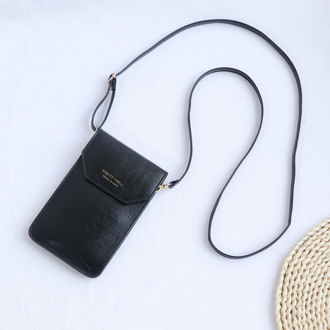 FOREVER YAMEILI 可觸屏手機側背包 6.7吋手機適用 斜背包 側肩包, 黑色