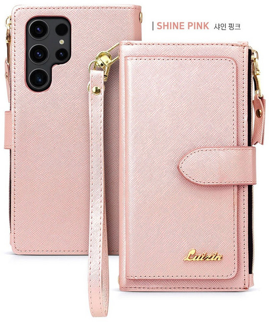 루이진 갤럭시S21 울트라 G998 - 엘원 지폐2칸+카드7장+동전 수납 올인원 케이스+ 손목스트랩