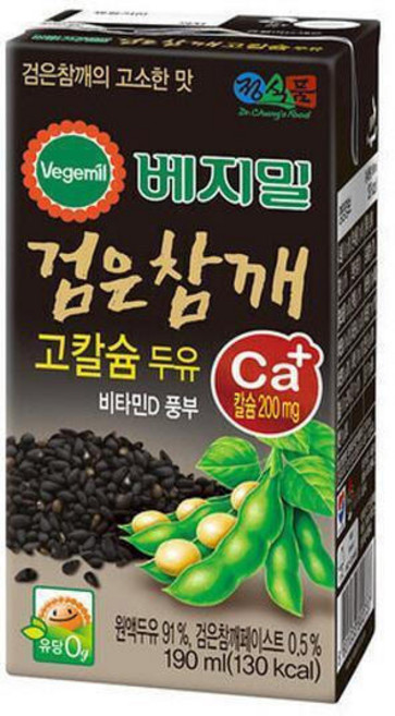 베지밀 검은참깨 고칼슘 두유, 190ml, 24개