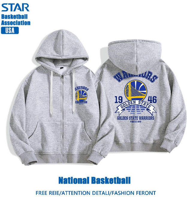 NBA 골든스테이트 워리어스 그레이 블랙 후드집업