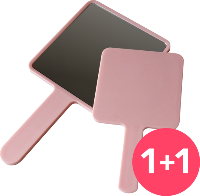 부아노 가벼운 사각 손거울 대형+소형 1+1, 1개, 페일핑크