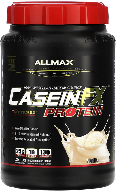 올맥스뉴트리션 카제인FX 100% 카제인 미셀라 단백질 바닐라 2 lbs. (907g), 1개, 907g