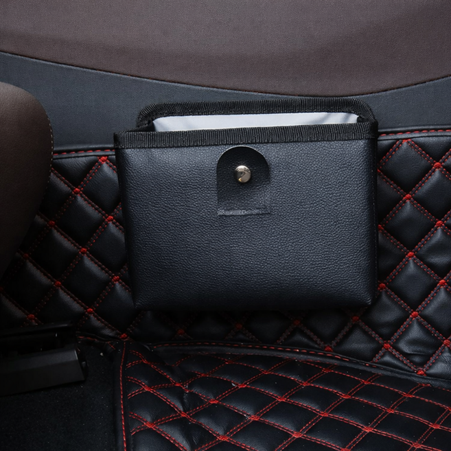 호담즈 정리수납 차량용 걸이형 쓰레기통, 1개, 블랙