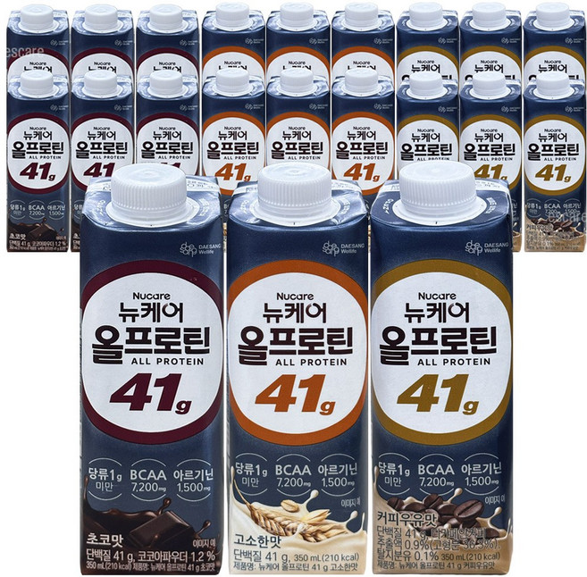 뉴케어 올프로틴 (고소한맛+초코맛+커피우유맛) 고단백 건강음료, 18개, 350ml