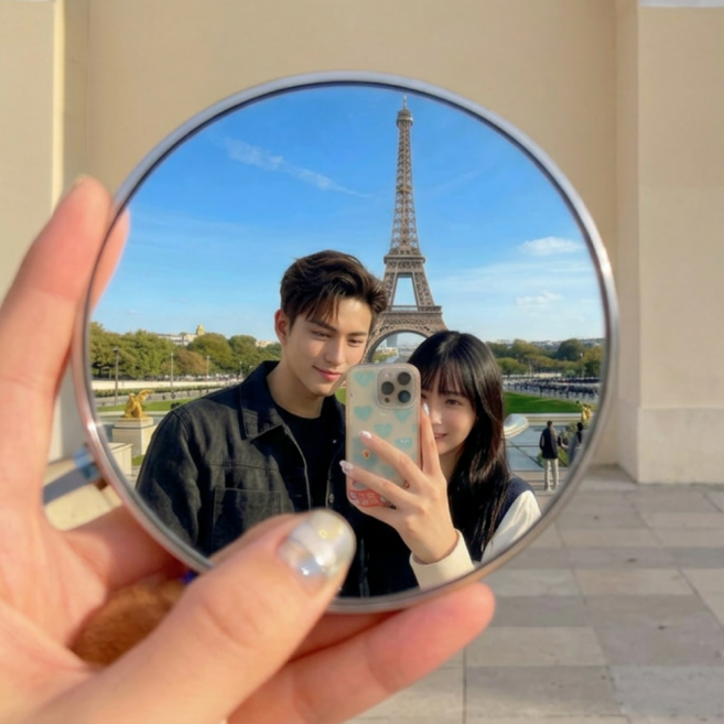 로멀리 여행용 셀카 거울 미니 볼록, 1개, 그레이