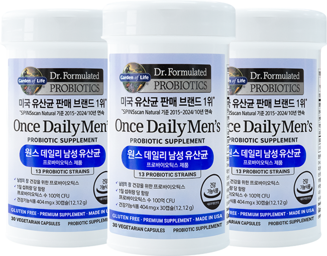 가든오브라이프 원스 데일리 남성 유산균 30캡슐 X 1개, 3개, 30정