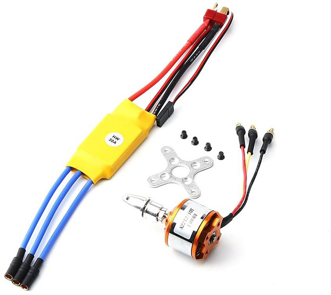 RC 비행기 헬리콥터 전자 속도 컨트롤러용 T 플러그 3 5mm 바나나 커넥터가 장착된 GoolRC 2212 1400KV 브러시리스 모터 30A ESC, 1개