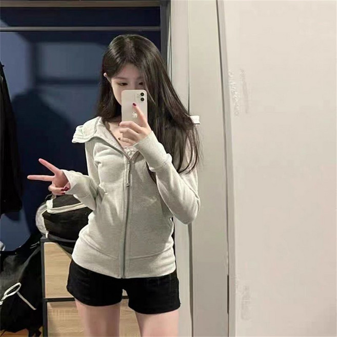 besteffie 후드 집업 솔리드컬러 디자인 베이직 슬림핏 긴팔 상의 날씬해보이는 집업후드 편한 스타일 K16