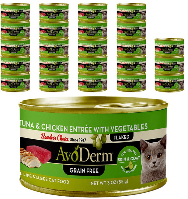 아보덤 전연령 고양이 그레인프리 주식캔, 닭+참치, 85g, 24개