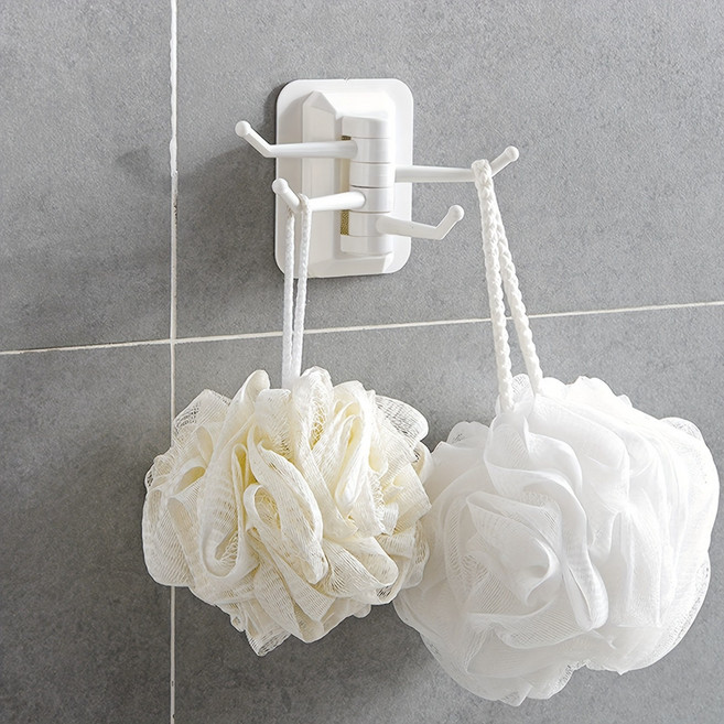 럭셔리 회전형 강력 욕실 벽면 선반 무타공 다용도 걸이, 화이트, 1개