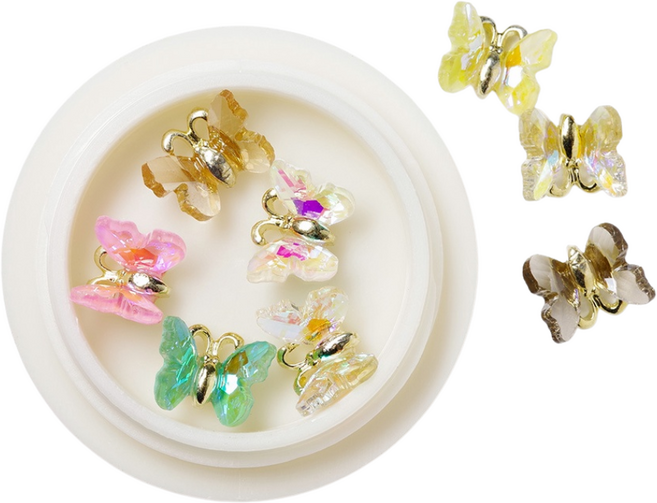 婕媚兒 蝴蝶美甲鑽 美甲水鑽 指甲裝飾貼片 光療指甲油, 1個, 4226#冰透水晶蝴蝶(8顆裝)