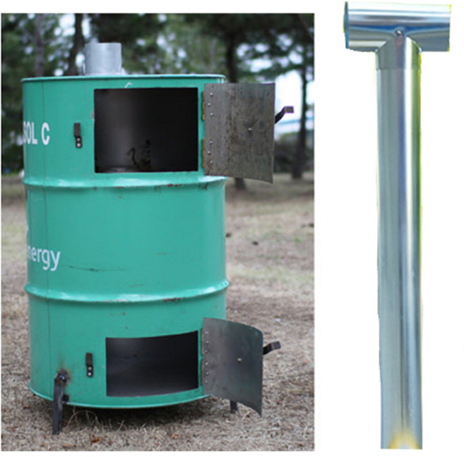 DS산업 드럼통 소각난로 화목난로 (상호도용이 많습니다.판매자 DS산업 확인 후 주문부탁드립니다.), 드럼통 소각난로+연통추가(일자형1개+T자형 1개)