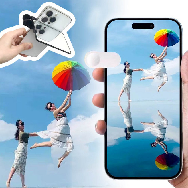 깔끔더하기 핸드폰 반사거울 휴대용 촬영 셀카 반사판, 2개, 화이트