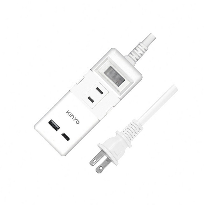 KINYO 一開三插PD延長線 CGUPD213 延長線插座 雙USB充電孔 獨立開關, 1個, 2.7m
