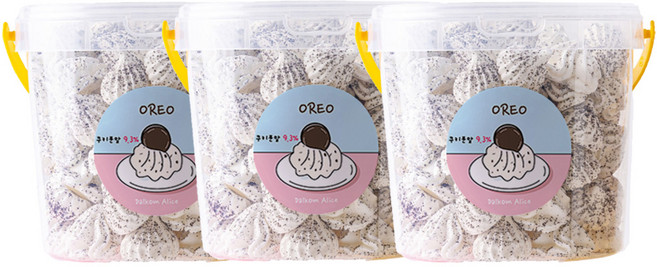 (대용량)완전 맛있는 디저트 맛집 수제 대용량 오레오머랭 답례품 어린이집 진한 쿠키앤크림 맛, 3개, 1.5L