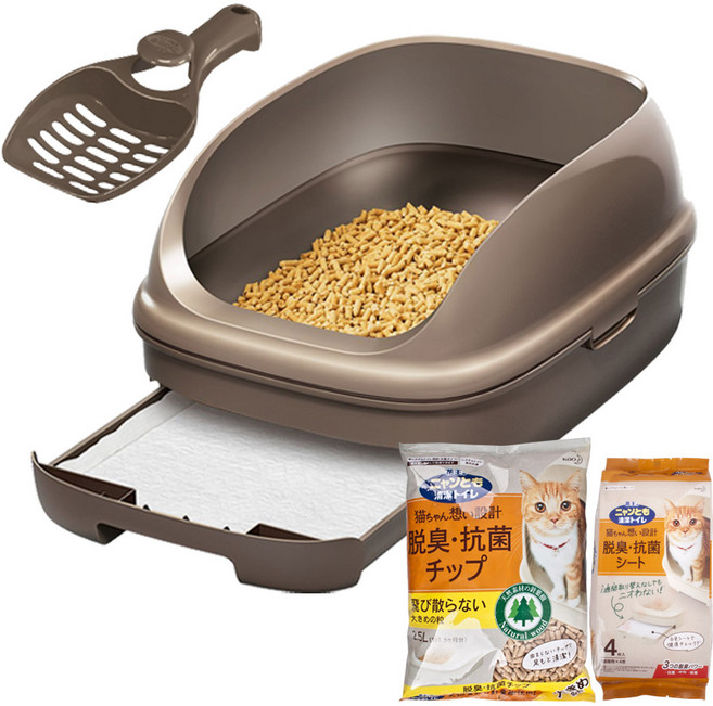 냥토모 시스템 고양이 화장실 세트, 브라운, 1개