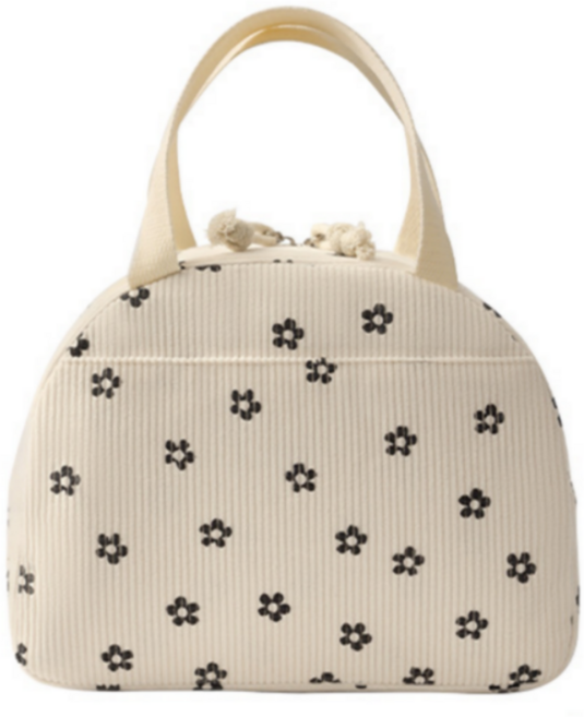 코듀로이 미니 보냉 보온 도시락 이유식 가방 백, 1개, 코듀로이 플라워