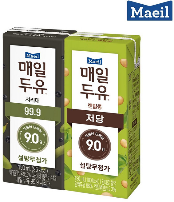 매일두유 렌틸콩 190ml 24팩 + 99.9 서리태 190ml 24팩
