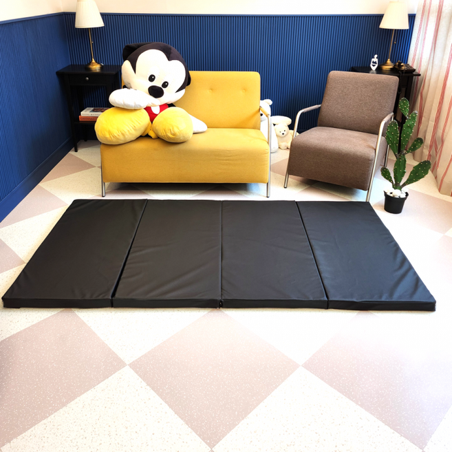 엔젤홈스 4단 PU레자가죽 접이식매트리스 바닥매트 펜션 숙박업소 군용매트, 레자브라운(소)