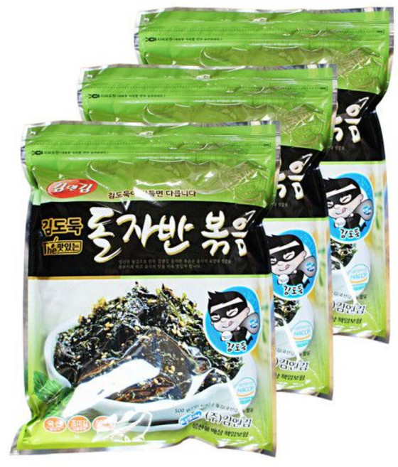 김앤김 김도둑 The 맛있는 돌자반 볶음 500g 3개 구운김 조미김 반찬