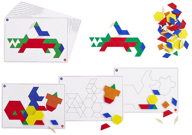 [EDX] 패턴블록카드세트112피스 어린이 유아 과학 수학 학습 교구, 1개