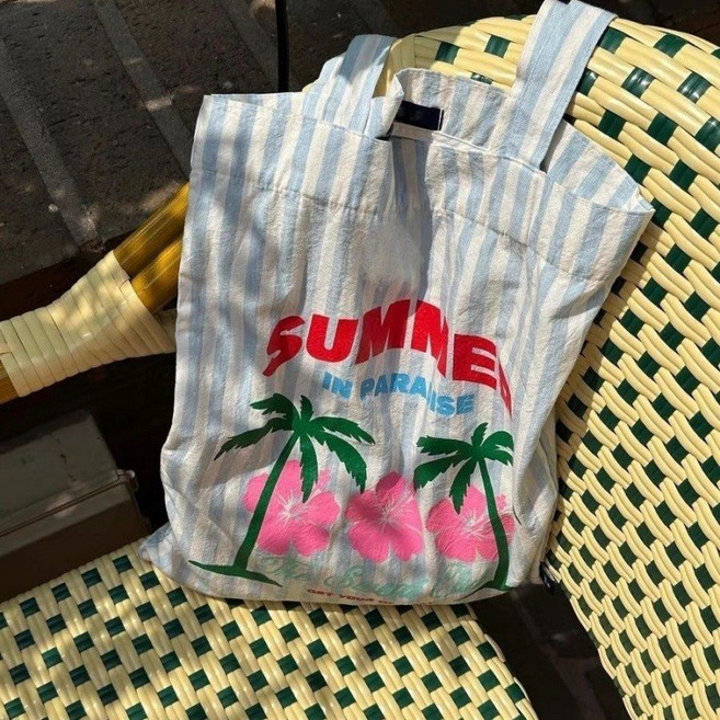 모모상점 스트라이프 에코백 캔버스 비치백 숄더백 데일리 SUMMER 프린팅