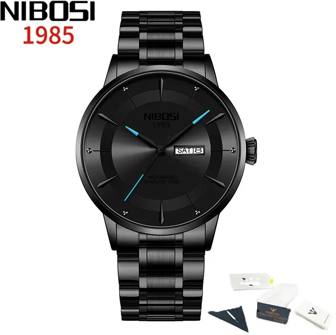NIBOSI 2025 Reloj Hombre 남성 시계 톱 브랜드 럭셔리 손목 스테인레스 스틸 방수 선물 쿼츠, 01 예, 01 07