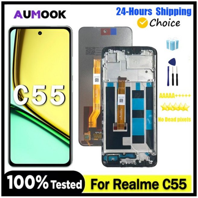 Realme C55 용 6.72 인치 IPS 디스플레이 RMX3710 LCD 교체 부품 터치 스크린 디지타이저 어셈블리, 01 No Frame