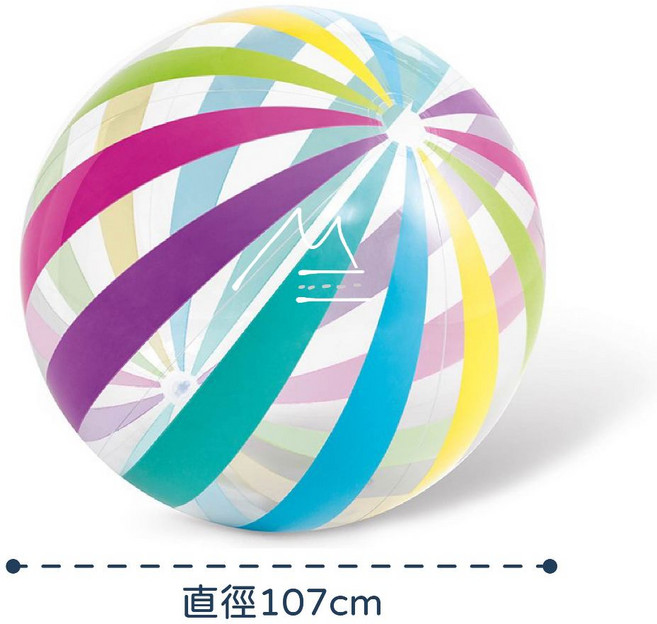 INTEX 超大充氣沙灘球 PVC玩具球 夏日戲水泳池海邊戶外遊戲球, 彩色, 1個, 107cm