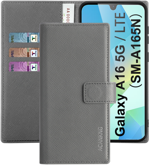 아칸크 지갑형 가죽 카드수납 다이어리 휴대폰리 케이스+지문인식 보호필름 풀세트