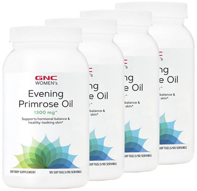 GNC 우먼스 이브닝 프림로즈 오일 1300mg 소프트젤, 4개, 90정