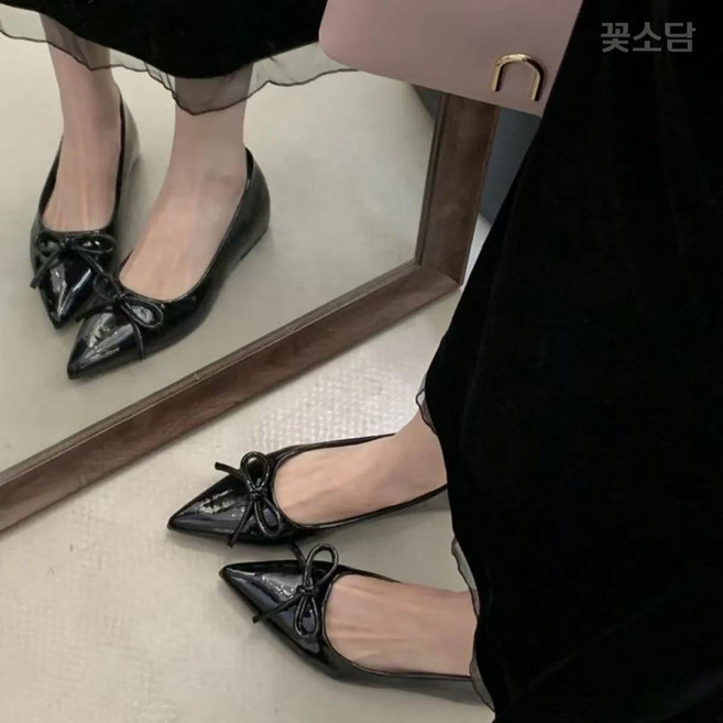 AURALA 여성 발편한 키높이 신발 말랑 뾰족코 플랫슈즈 4.5cm