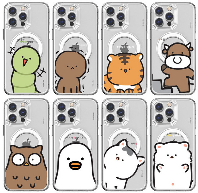 뽀짝 빅애니멀 맥세이프 젤하드 케이스 아이폰17 프로 맥스 16 15 14 13 12 미니 갤럭시S25 울트라 플러스 S24 S23 S22