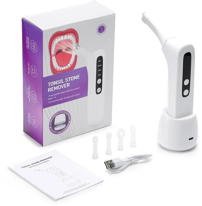 전기 비주얼 편도 결석 제거기 키트 LED 라이트 HD 카메라 3가지 흡입 모드 편도 결석 제거 신선한 입구강, 01 No Visible Type