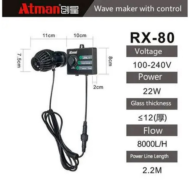AN 매우 조용한 수족관 어항 산호초 웨이브 메이커 플로우 펌프 워터, RX-80, US plug, 1개