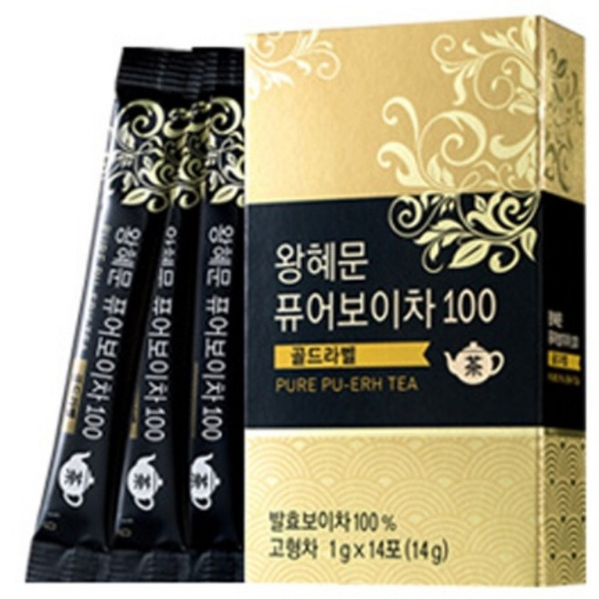 왕혜문 퓨어 100 보이차, 1g, 14개입, 1개