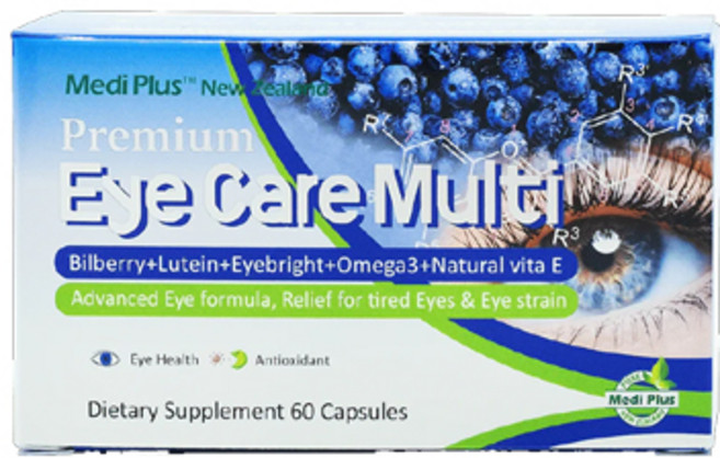 뉴질랜드 메디플러스 아이 케어 멀티 빌베리 루테인, 1개, 60정